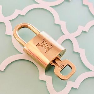 AUTHENTIC Louis Vuitton Brass Padlock & Key Set